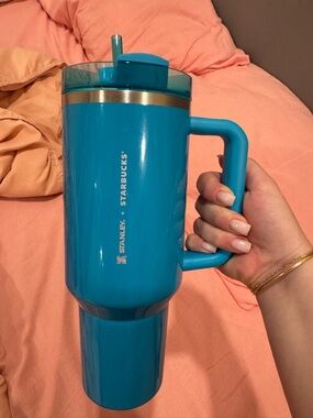 Stanley Teal Travel Tumbler with Handle and Straw